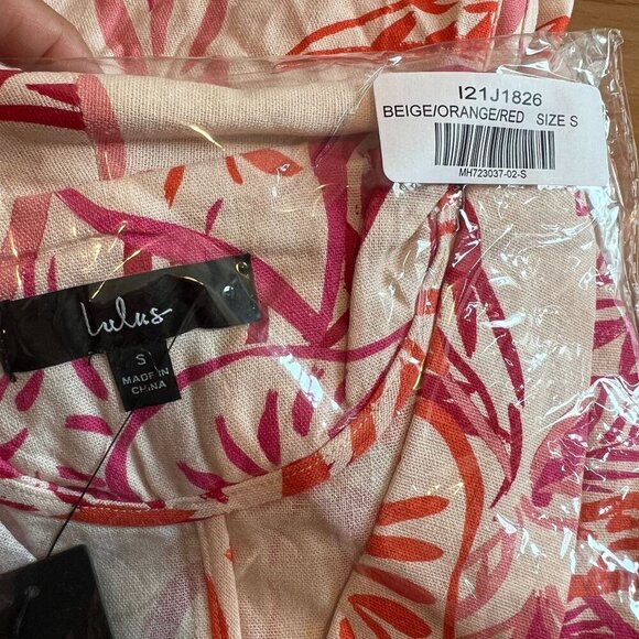 Lulus Tropical Open Front Blazer Small in Red Pink Linen Blend - Picture 7 of 7